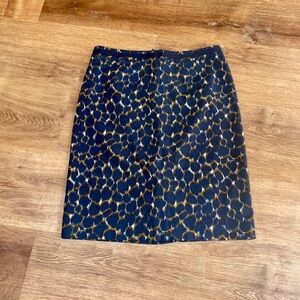 Boden women’s skirt tulip pencil career preppy animal print blue size 10 navy